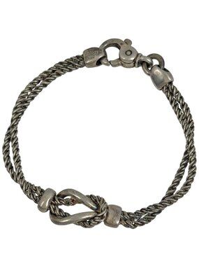 Tiffany & Co Double Rope Bracelet Center Knot 925 Sterling Silver